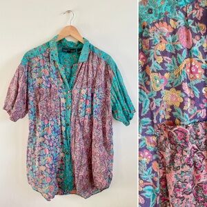 Vintage Carole Little Mixed Print Oversized Shirt